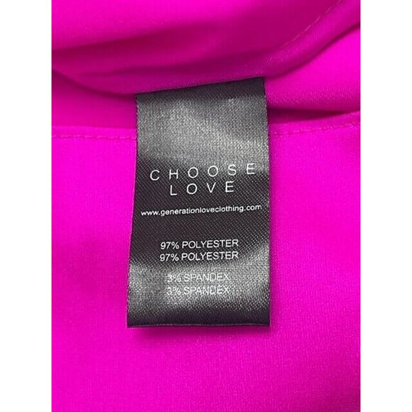 Generation Love Candice Crystal Top HOT PINK V-Neck Rhinestone Satin SMALL $215 - Picture 9 of 9